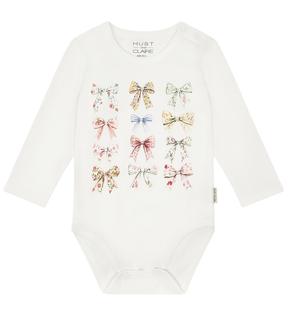 Hust and Claire Body l/ä - HCBritt Bow - Ivory m. Bögen - Hust and Claire - 1 Jahr (80) - Body L/Ä von Hust and Claire