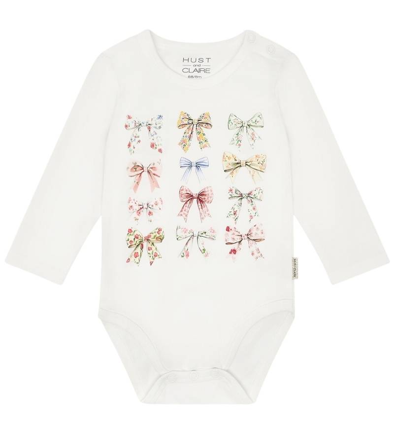Hust and Claire Body l/ä - HCBritt Bow - Ivory m. Bögen - Hust and Claire - 1 Jahr (80) - Body L/Ä von Hust and Claire