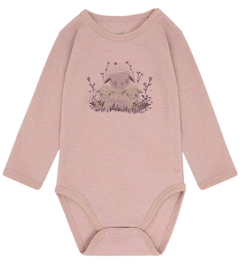 Hust and Claire Body l/ä - Merinowolle - HCBo Schaf - Dusty Rose - Hust and Claire - 2 Jahre (92) - Body L/Ä von Hust and Claire