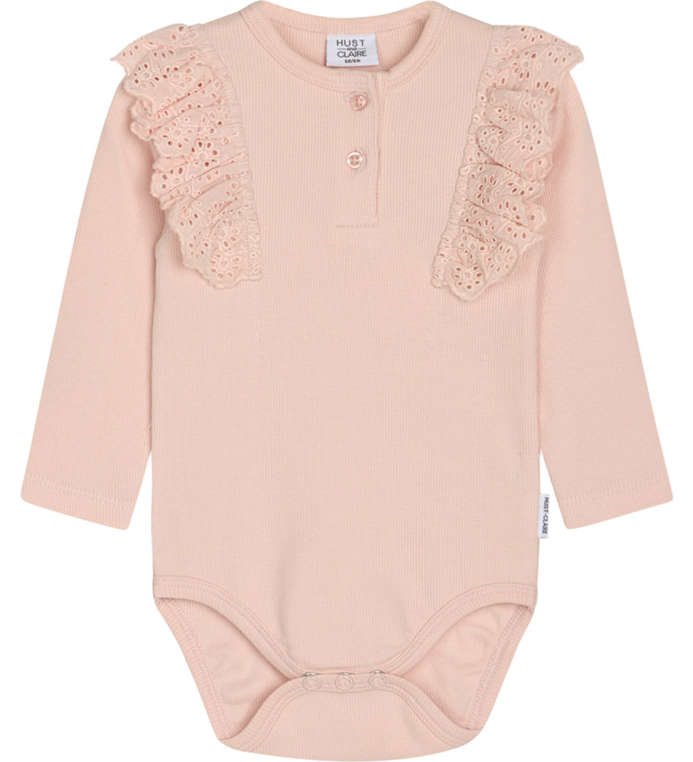 Hust and Claire Body l/ä - Rib - Belisia - Peach Dust m. Rüschen - Hust and Claire - 1 Jahr (80) - Body L/Ä von Hust and Claire