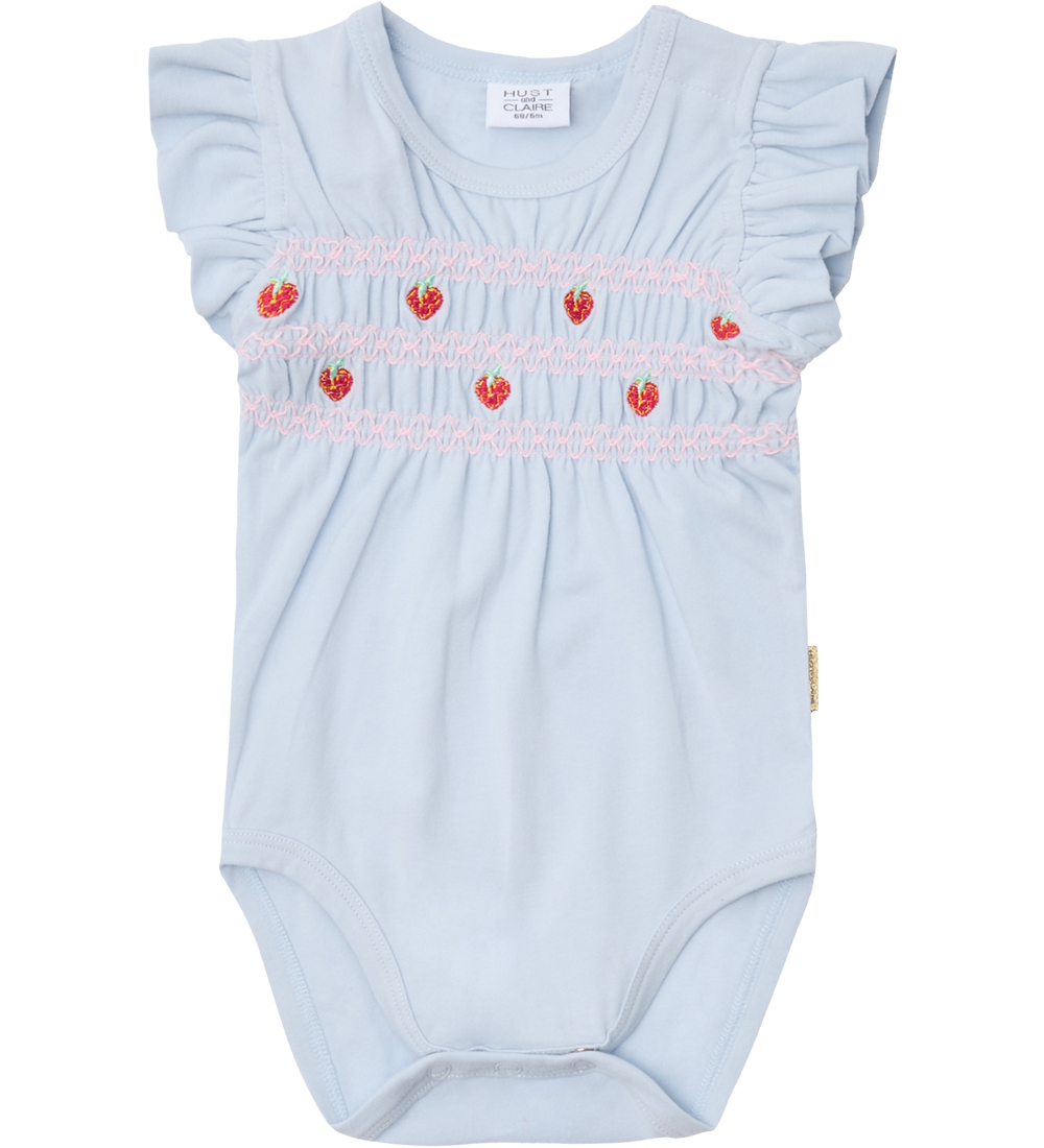 Hust and Claire Body ohne Ärmel - Britt - Winter Sky m. Erdbeere - Hust and Claire - 56 - Body ärmellos von Hust and Claire