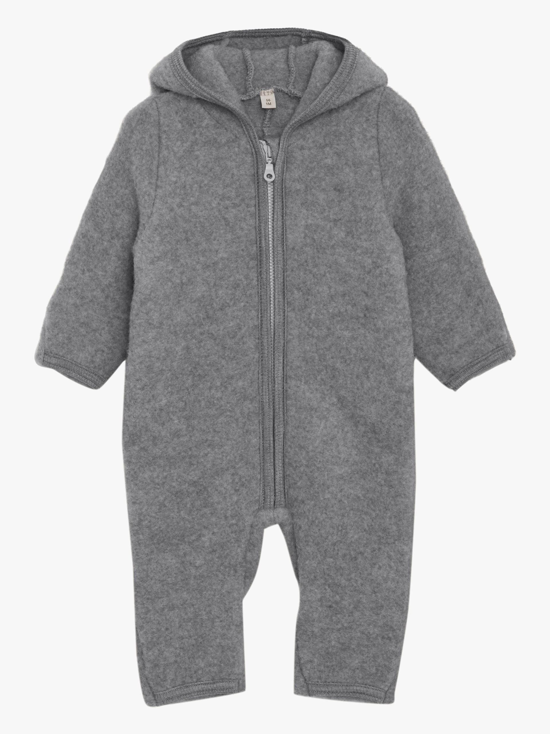 Huttelihut Overall Merinowolle mit Ohren, Medium Grey Melange, 74 von Huttelihut