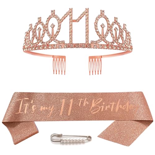 11. Geburtstag Schärpe Krone für Mädchen Roségold Kristall Queen Tiara Princess Crown 11th Birthday Schärpe 11. Geburtstagskrone Birthday Party Accessoires Geburtstagsdeko 11th Geburtstagsgeschenk 11. Geburtstag Schärpe Krone für Mädchen Roségold Kristall Queen Tiara Princess Crown 11th Birthday Schärpe 11. Geburtstagskrone Birthday Party Accessoires Geburtstagsdeko 11th Geburtstagsgeschenk von Huture