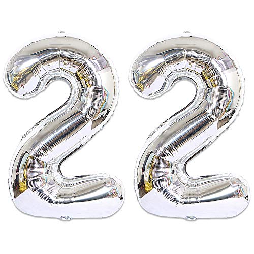Huture 2 Luftballons Zahl 22 Figuren Aufblasbar Helium Folienballon Große Folienmylar Ballons Riesen Silber Ballons 40 Zoll Luftballons Zahl für Geburtstag Party Dekoration Abschlussball XXL 100cm Huture 2 Luftballons Zahl 22 Figuren Aufblasbar Helium Folienballon Große Folienmylar Ballons Riesen Silber Ballons 40 Zoll Luftballons Zahl für Geburtstag Party Dekoration Abschlussball XXL 100cm von Huture