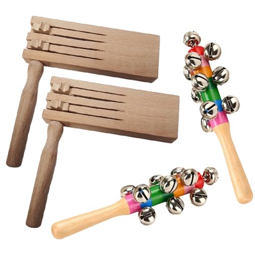 Huucozn 2 Stück Holzratsche Geräusche Maker mit 2 Stück Schellenrassel Schellenstab bunt aus Holz, Spinning Doppel Ratsche Holz Krachmacher Holzrassel Musikinstrument für Kinder für Sporting Events Huucozn 2 Stück Holzratsche Geräusche Maker mit 2 Stück Schellenrassel Schellenstab bunt aus Holz, Spinning Doppel Ratsche Holz Krachmacher Holzrassel Musikinstrument für Kinder für Sporting Events von Huucozn
