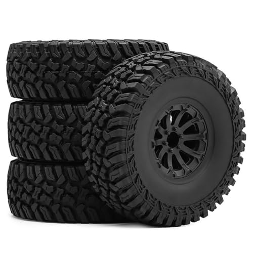 Huudngeje 119 mm Gummi -Rock -Reifen Radreifen auf 1,9 "für 1/10 RC Crawler Car Axial SCX10 90046 TRX4 Redcat Gen8 B Schwarz von Huudngeje
