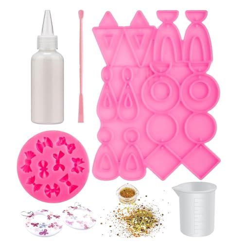 Huudngeje Flüssigpolymer-Ofen-Bake-Tonset mit Silikonform Gold Glitzer-Mischlöffel und Messbecher für Schmuck DIY-Kunsthandwerk von Huudngeje
