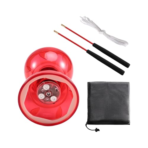 Huudngeje LED Diabolo Chinese Yoyo Set mit Farbenfrohen Lichtern 2 Sticks Schnur und Netzbag Diabolo Ältere Kinderspielzeug für Kinder von Huudngeje
