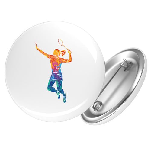 Huuraa Ansteckbutton Badminton bunte Silhouette Geschenk Größe 59mm Badminton Accessoire Huuraa Ansteckbutton Badminton bunte Silhouette Geschenk Größe 59mm Badminton Accessoire von Huuraa
