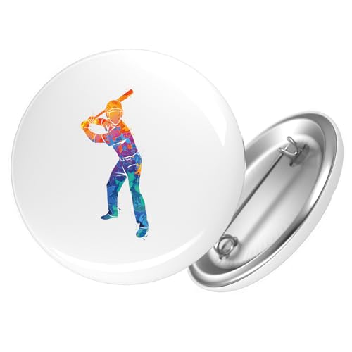 Huuraa Ansteckbutton Baseball Batter Spieler bunte Silhouette Geschenk Größe 59mm Baseball Batter Accessoire von Huuraa