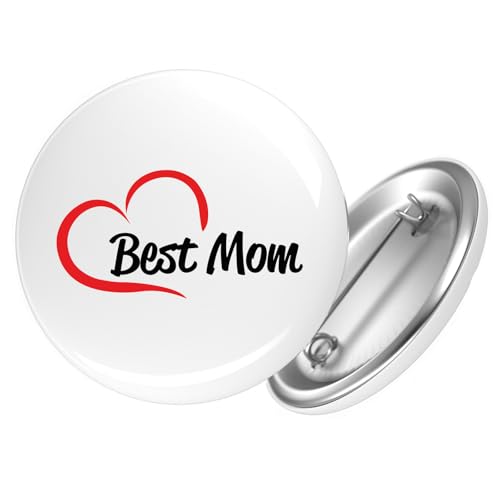 Huuraa Ansteckbutton Best Mom Heart Geschenk Größe 59mm Best Mom Accessoire von Huuraa