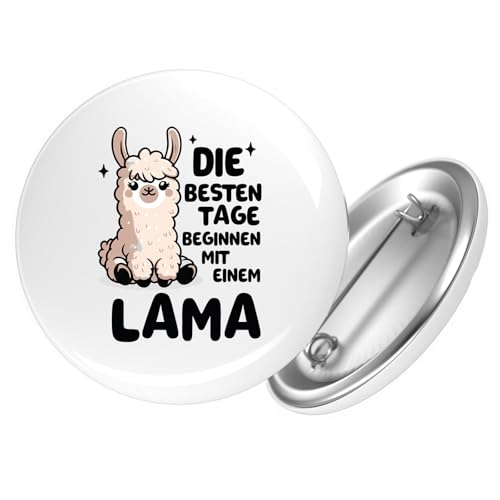 Huuraa Ansteckbutton Besten Tage beginnen mit einem Lama Geschenk Größe 59mm Besten Tage beginnen Accessoire von Huuraa