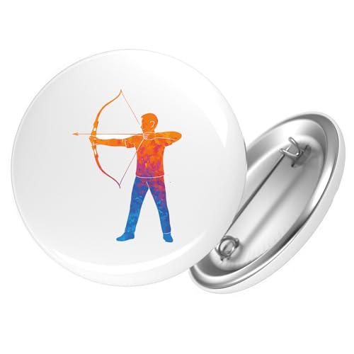 Huuraa Ansteckbutton Bogenschießen bunte Silhouette Geschenk Größe 59mm Bogenschießen Accessoire von Huuraa