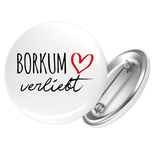 Huuraa Ansteckbutton Borkum verliebt Geschenk Größe 59mm Borkum Accessoire von Huuraa