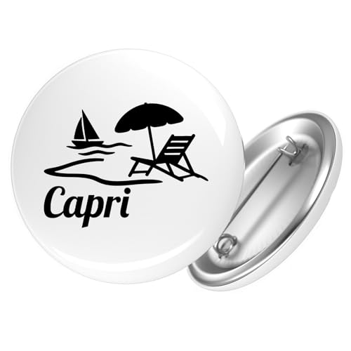 Huuraa Ansteckbutton Capri Italien Geschenk Größe 59mm Capri Accessoire von Huuraa