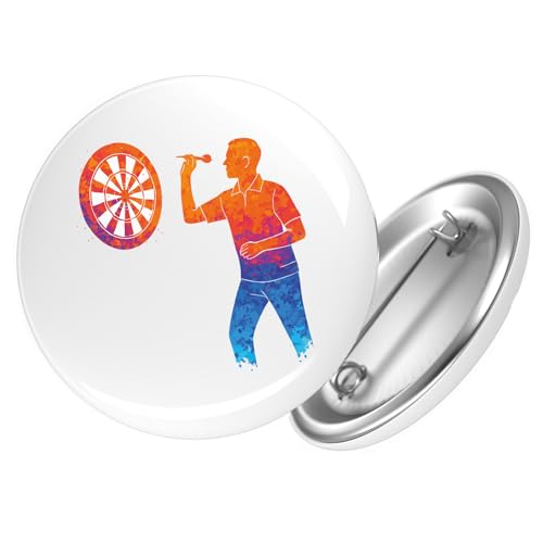 Huuraa Ansteckbutton Darts bunte Silhouette Geschenk Größe 59mm Darts Accessoire von Huuraa