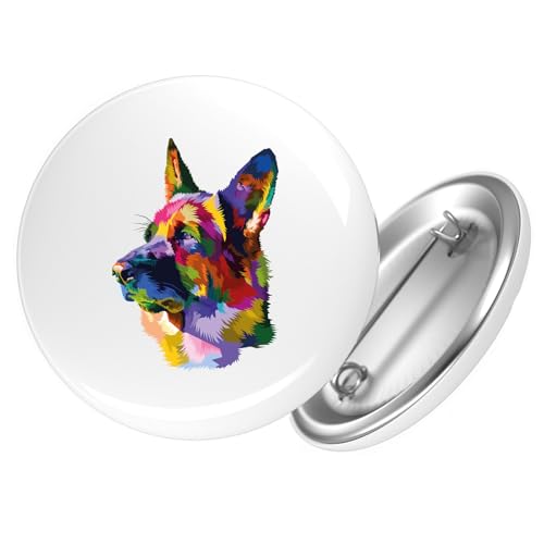 Huuraa Ansteckbutton Deutscher Schäferhund Colorful Geschenk Größe 59mm Deutscher Schäferhund Accessoire von Huuraa