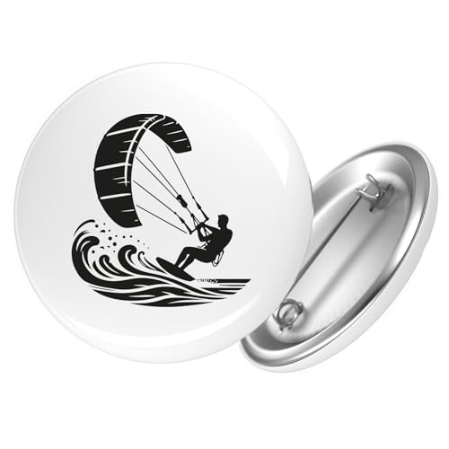 Huuraa Ansteckbutton Kitesurfen Silhouette Geschenk Größe 59mm Kitesurfen Accessoire von Huuraa