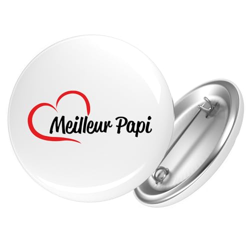 Huuraa Ansteckbutton Meilleur Papi Cœur Geschenk Größe 59mm Meilleur Papi Accessoire von Huuraa