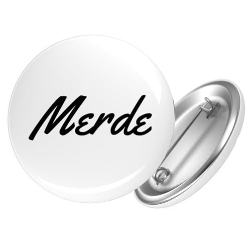 Huuraa Ansteckbutton Merde französisch Schriftzug Geschenk Größe 59mm Anstecker Merde Accessoire Huuraa Ansteckbutton Merde französisch Schriftzug Geschenk Größe 59mm Anstecker Merde Accessoire von Huuraa
