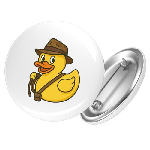 Huuraa Ansteckbutton Quietscheente Abenteurer Gummiente Entdecker Geschenk Größe 59mm Quietscheente Abenteurer Accessoire von Huuraa