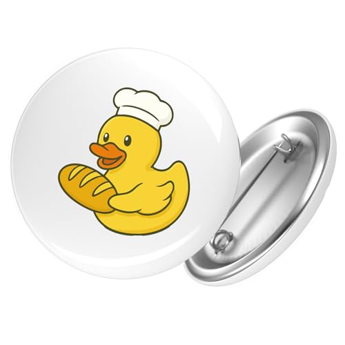 Huuraa Ansteckbutton Quietscheente Bäckerei Comic Gummiente Geschenk Größe 59mm Quietscheente Bäckerei Accessoire von Huuraa