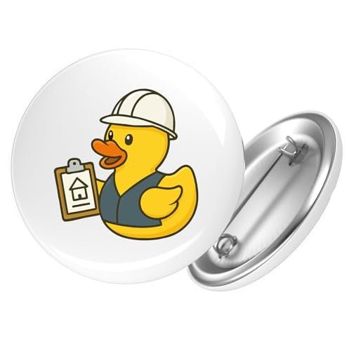 Huuraa Ansteckbutton Quietscheente Bauingenieurwesen Comic Gummiente Geschenk Größe 59mm Quietscheente Bauingenieurwesen Accessoire von Huuraa