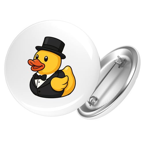 Huuraa Ansteckbutton Quietscheente Bräutigam Gummiente Hochzeit Geschenk Größe 59mm Quietscheente Bräutigam Accessoire von Huuraa