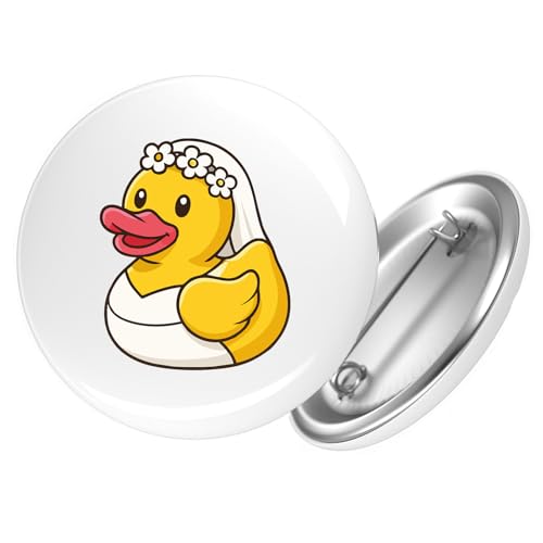 Huuraa Ansteckbutton Quietscheente Braut Gummiente Hochzeit Geschenk Größe 59mm Quietscheente Braut Accessoire von Huuraa