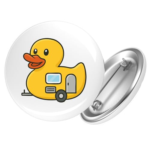 Huuraa Ansteckbutton Quietscheente Camper Gummiente Wohnwagen Geschenk Größe 59mm Quietscheente Camper Accessoire von Huuraa