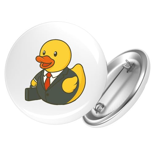 Huuraa Ansteckbutton Quietscheente Chef Comic Gummiente Geschenk Größe 59mm Quietscheente Chef Accessoire von Huuraa