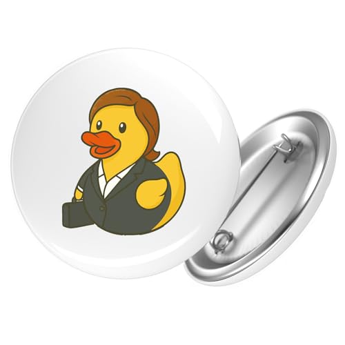 Huuraa Ansteckbutton Quietscheente Chefin Comic Gummiente Geschenk Größe 59mm Quietscheente Chefin Accessoire von Huuraa