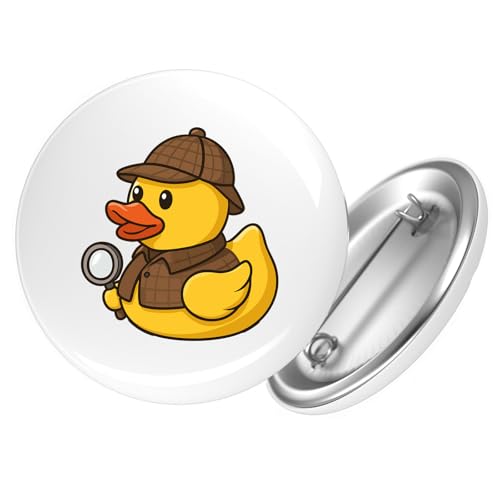 Huuraa Ansteckbutton Quietscheente Detektiv Gummiente Ermittler Geschenk Größe 59mm Quietscheente Detektiv Accessoire von Huuraa