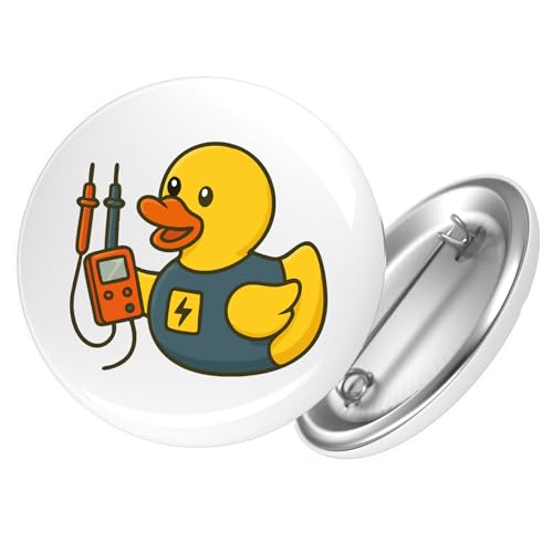 Huuraa Ansteckbutton Quietscheente Elektronik Comic Gummiente Geschenk Größe 59mm Quietscheente Elektronik Accessoire von Huuraa