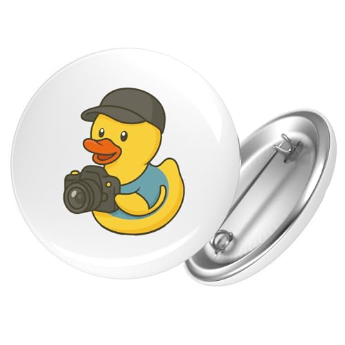 Huuraa Ansteckbutton Quietscheente Fotografie Comic Gummiente Geschenk Größe 59mm Quietscheente Fotografie Accessoire von Huuraa