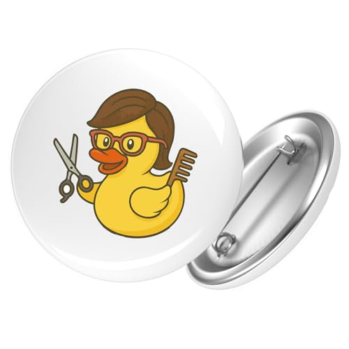Huuraa Ansteckbutton Quietscheente Friseurin Comic Gummiente Geschenk Größe 59mm Quietscheente Friseurin Accessoire von Huuraa