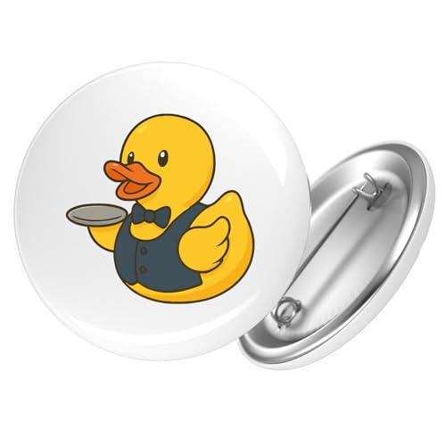 Huuraa Ansteckbutton Quietscheente Gastronomie Comic Gummiente Geschenk Größe 59mm Quietscheente Gastronomie Accessoire von Huuraa