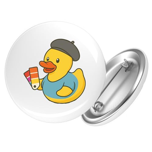 Huuraa Ansteckbutton Quietscheente Grafikdesign Comic Gummiente Geschenk Größe 59mm Quietscheente Grafikdesign Accessoire von Huuraa