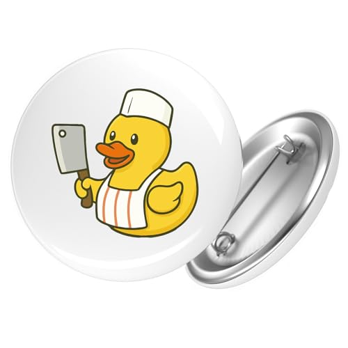 Huuraa Ansteckbutton Quietscheente Metzgerei Comic Gummiente Geschenk Größe 59mm Quietscheente Metzgerei Accessoire von Huuraa