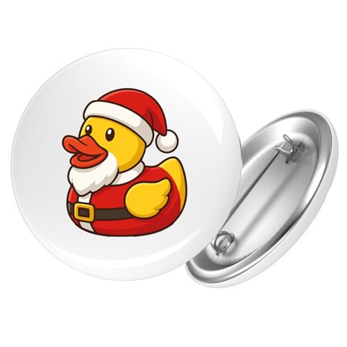 Huuraa Ansteckbutton Quietscheente Nikolaus Gummiente Weihnachtsmann Geschenk Größe 59mm Quietscheente Nikolaus Accessoire von Huuraa