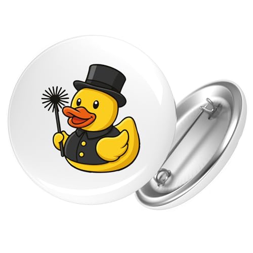 Huuraa Ansteckbutton Quietscheente Schornsteinfeger Gummiente Kaminfeger Geschenk Größe 59mm Quietscheente Schornsteinfeger Accessoire von Huuraa