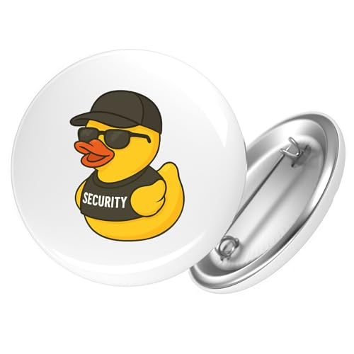 Huuraa Ansteckbutton Quietscheente Security Comic Gummiente Geschenk Größe 59mm Quietscheente Security Accessoire von Huuraa