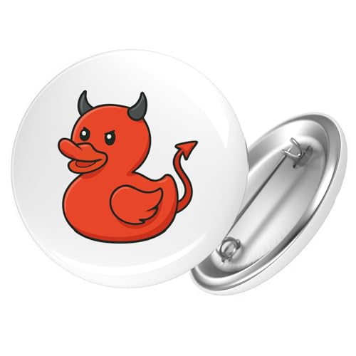 Huuraa Ansteckbutton Quietscheente Teufel Gummiente Luzifer Geschenk Größe 59mm Quietscheente Teufel Accessoire von Huuraa