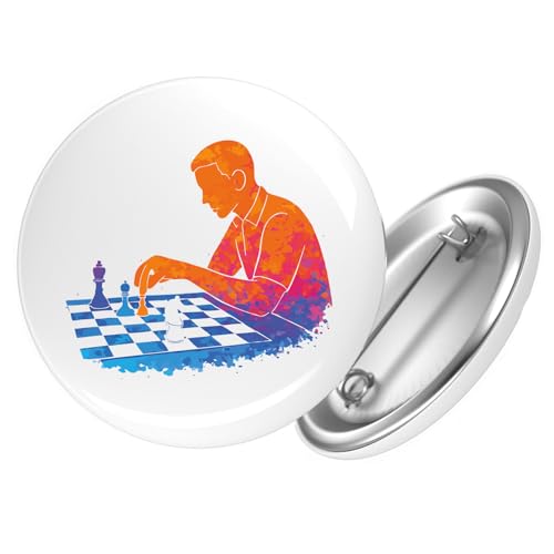 Huuraa Ansteckbutton Schach bunte Silhouette Geschenk Größe 59mm Schach Accessoire von Huuraa