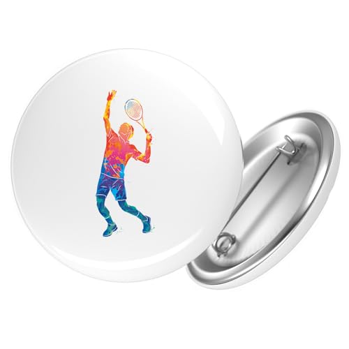 Huuraa Ansteckbutton Tennis Spieler bunte Silhouette Geschenk Größe 59mm Tennis Accessoire von Huuraa