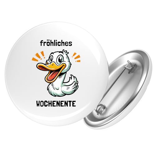 Huuraa Ansteckbutton fröhliches Wochenente Ente Meme Geschenk Größe 59mm fröhliches Wochenente Accessoire von Huuraa