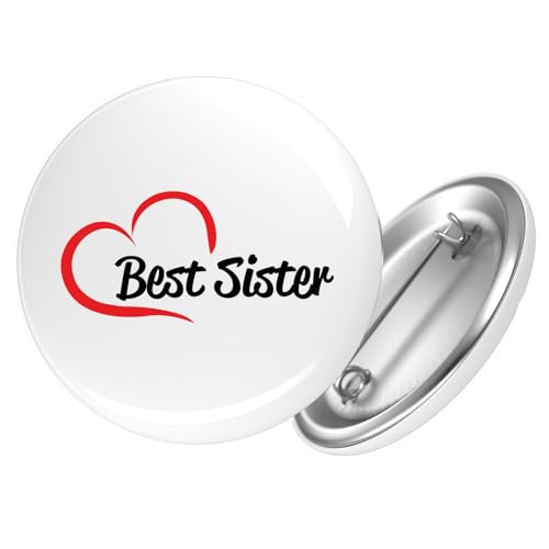 Huuraa Button Best Sister Heart Geschenk Größe 25mm Best Sister Geschenkidee von Huuraa