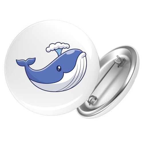 Huuraa Button Blauwal Comic Geschenk Größe 25mm Blauwal Geschenkidee von Huuraa