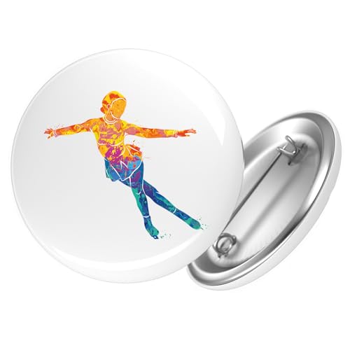 Huuraa Button Eiskunstlauf bunte Silhouette Geschenk Größe 25mm Eiskunstlauf Geschenkidee von Huuraa