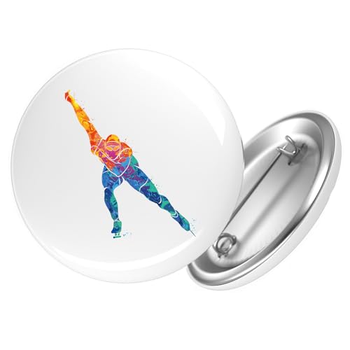 Huuraa Button Eisschnelllauf bunte Silhouette Geschenk Größe 25mm Eisschnelllauf Geschenkidee von Huuraa